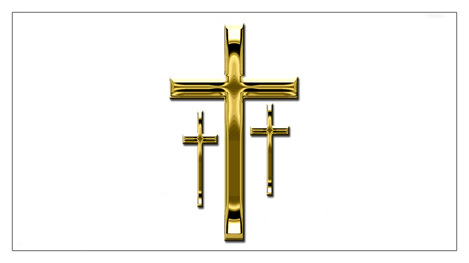 141DA25-517-GD-WT Gold 3 Crosses White